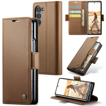 For Samsung Galaxy Z Fold6 5G CaseMe 023 Butterfly Buckle Litchi Texture RFID Anti-theft Leather Phone Case(Brown) - Galaxy Z Fold6 5G Cases by CaseMe | Online Shopping South Africa | PMC Jewellery | Buy Now Pay Later Mobicred