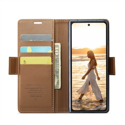 For Samsung Galaxy Z Fold6 5G CaseMe 023 Butterfly Buckle Litchi Texture RFID Anti-theft Leather Phone Case(Brown) - Galaxy Z Fold6 5G Cases by CaseMe | Online Shopping South Africa | PMC Jewellery | Buy Now Pay Later Mobicred