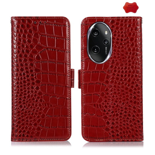 For Honor 100 Pro Crocodile Top Layer Cowhide Leather Phone Case(Red) - Honor Cases by PMC Jewellery | Online Shopping South Africa | PMC Jewellery | Buy Now Pay Later Mobicred