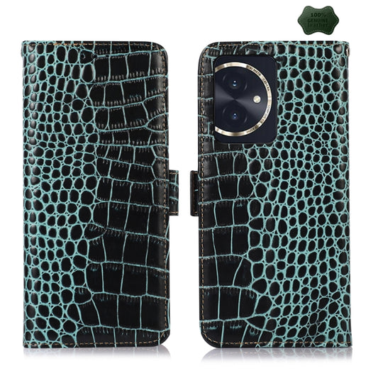 For Honor 100 Crocodile Top Layer Cowhide Leather Phone Case(Green) - Honor Cases by PMC Jewellery | Online Shopping South Africa | PMC Jewellery | Buy Now Pay Later Mobicred