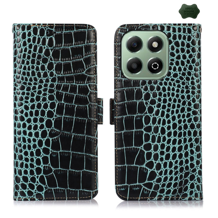 For Honor X6b Crocodile Top Layer Cowhide Leather Phone Case(Green) - Honor Cases by PMC TechLife | Online Shopping South Africa | PMC TechLife | Buy Now Pay Later Mobicred