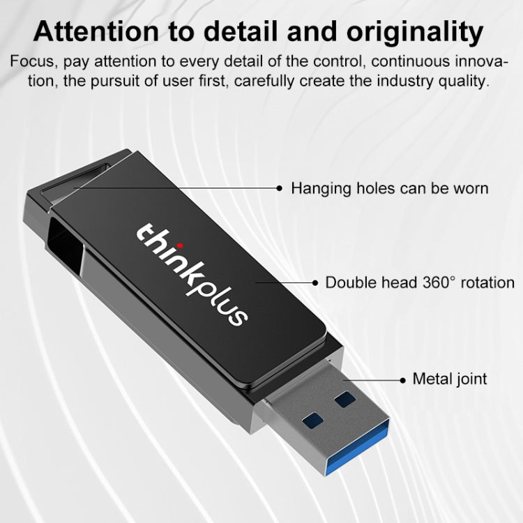 Lenovo Thinkplus USB 3.0 Rotating Flash Drive, Memory:256GB(Black) - USB Flash Drives by Lenovo | Online Shopping South Africa | PMC Jewellery | Buy Now Pay Later Mobicred