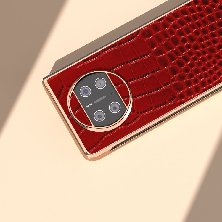 For Huawei Mate X3 Nano Plating Genuine Leather Crocodile Pattern Phone Case(Red) - Huawei Cases by PMC TechLife | Online Shopping South Africa | PMC TechLife | Buy Now Pay Later Mobicred