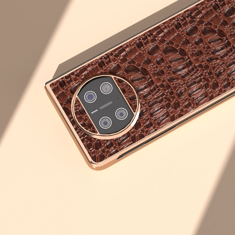 For Huawei Mate X3 Nano Plating Genuine Leather Sky Series Phone Case(Brown) - Huawei Cases by PMC TechLife | Online Shopping South Africa | PMC TechLife | Buy Now Pay Later Mobicred