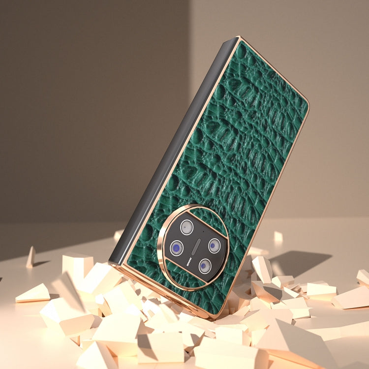For Huawei Mate X3 Nano Plating Genuine Leather Sky Series Phone Case(Green) - free shipping - PMC TechLife - Order now!