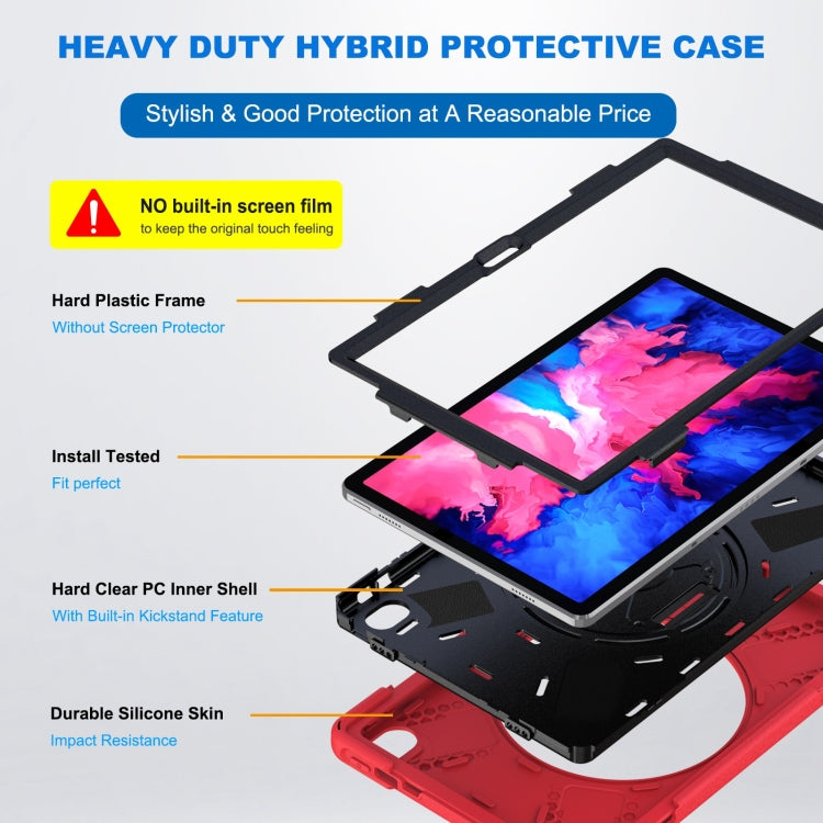 For Lenovo Tab P11 Silicone Hybrid PC Tablet Case with Grip & Shoulder Strap(Red) - Lenovo by PMC Jewellery | Online Shopping South Africa | PMC Jewellery | Buy Now Pay Later Mobicred