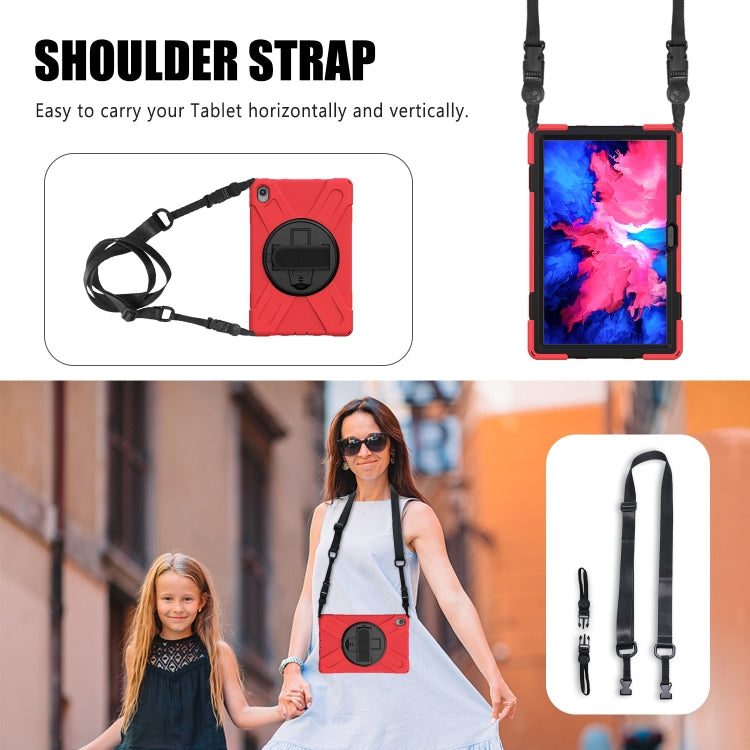 For Lenovo Tab P11 Silicone Hybrid PC Tablet Case with Grip & Shoulder Strap(Red) - Lenovo by PMC Jewellery | Online Shopping South Africa | PMC Jewellery | Buy Now Pay Later Mobicred