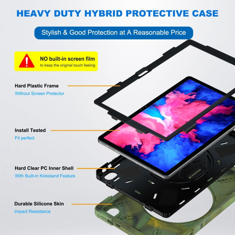 For Lenovo Tab P11 Silicone Hybrid PC Tablet Case with Grip & Shoulder Strap(Camouflage) - Lenovo by PMC Jewellery | Online Shopping South Africa | PMC Jewellery | Buy Now Pay Later Mobicred