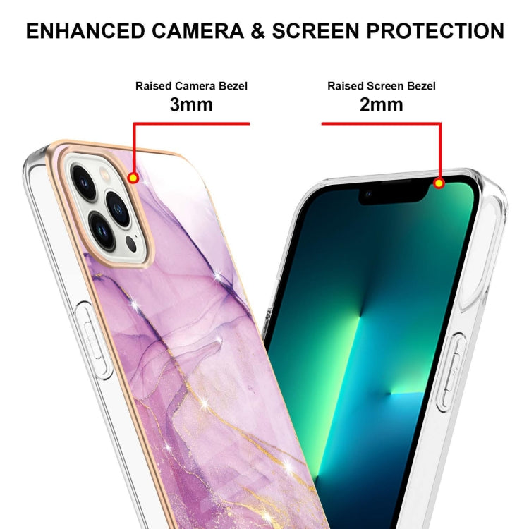 Electroplating Marble Pattern Dual-side IMD TPU Shockproof Phone Case For iPhone 16 Pro Max(Purple 001) - iPhone 16 Pro Max Cases by PMC Jewellery | Online Shopping South Africa | PMC Jewellery | Buy Now Pay Later Mobicred