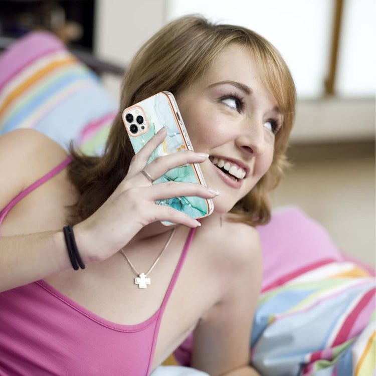 For iPhone 16 Pro Electroplating Marble Pattern Dual-side IMD TPU Shockproof Phone Case (Green 003) - iPhone 16 Pro Cases by PMC TechLife | Online Shopping South Africa | PMC TechLife | Buy Now Pay Later Mobicred