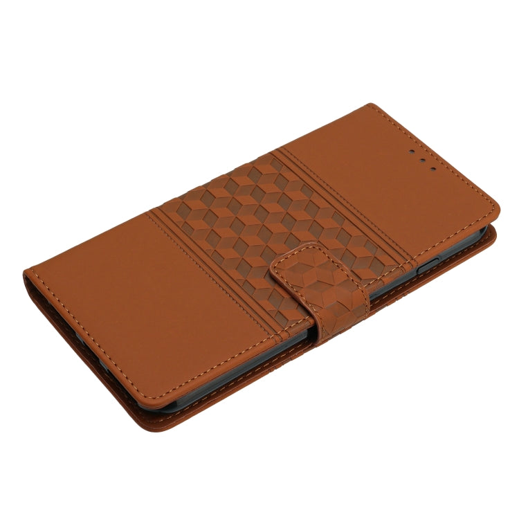 For iPhone 16 Diamond Embossed Skin Feel Leather Phone Case(Brown) - iPhone 16 Cases by PMC Jewellery | Online Shopping South Africa | PMC Jewellery | Buy Now Pay Later Mobicred