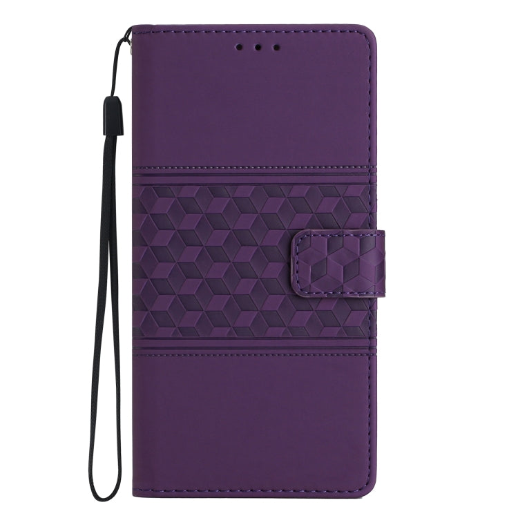 For iPhone 16 Diamond Embossed Skin Feel Leather Phone Case(Purple) - iPhone 16 Cases by PMC TechLife | Online Shopping South Africa | PMC TechLife | Buy Now Pay Later Mobicred