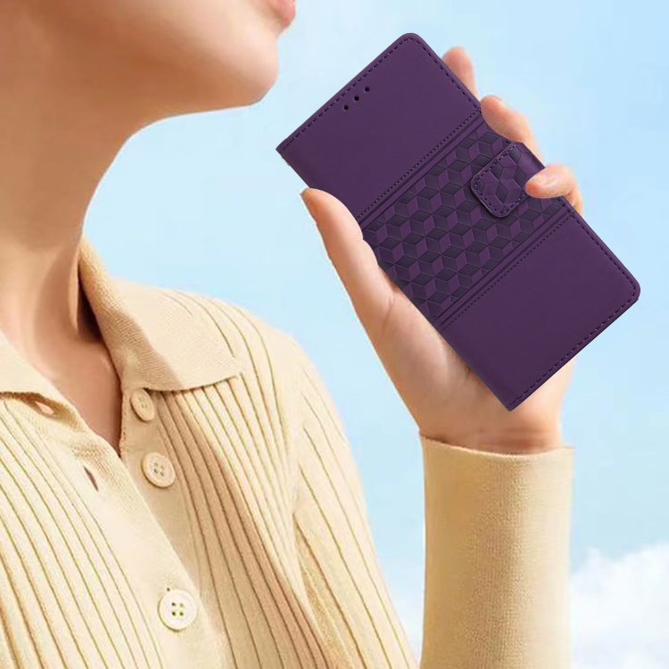 For iPhone 16 Plus Diamond Embossed Skin Feel Leather Phone Case(Purple) - iPhone 16 Plus Cases by PMC TechLife | Online Shopping South Africa | PMC TechLife | Buy Now Pay Later Mobicred