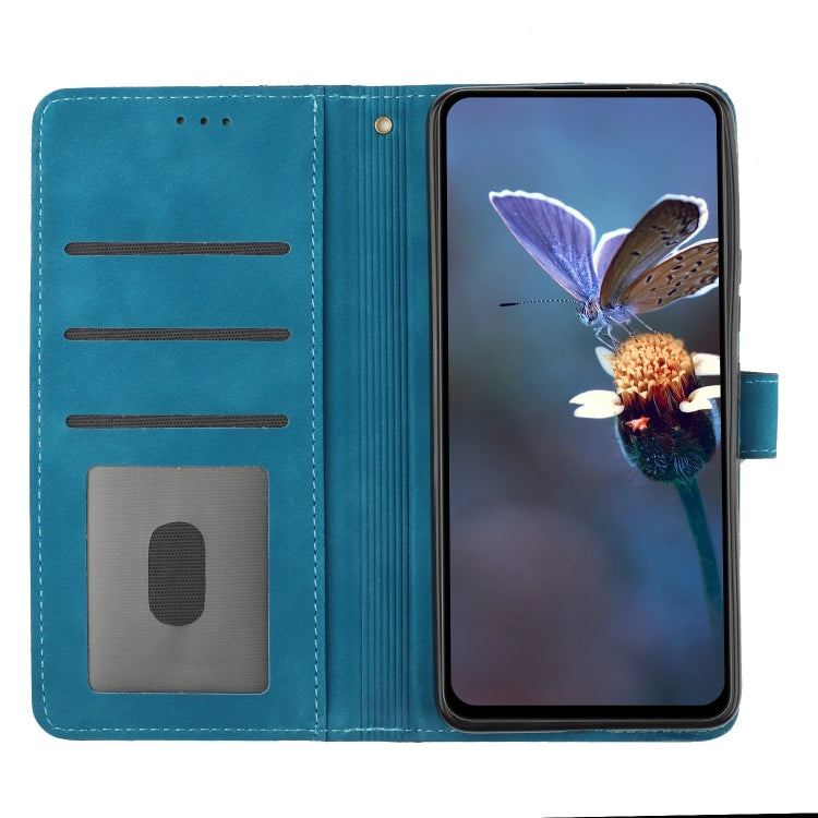 For iPhone 16 Plus Flower Embossing Pattern Leather Phone Case(Blue) - iPhone 16 Plus Cases by PMC TechLife | Online Shopping South Africa | PMC TechLife | Buy Now Pay Later Mobicred