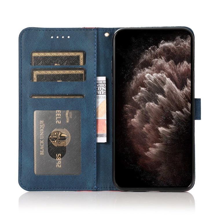 For iPhone 16 Plus Dual-color Stitching Leather Phone Case(Red Blue) - free shipping - PMC TechLife - Order now!