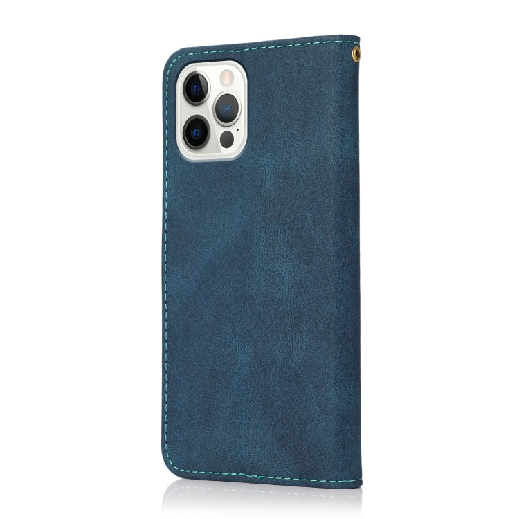 For iPhone 16 Pro Max Dual-color Stitching Leather Phone Case(Blue Green) - free shipping - PMC TechLife - Order now!
