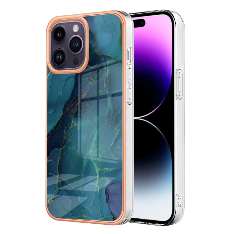 For iPhone 16 Pro Electroplating Marble Dual-side IMD Phone Case(Green 017) - iPhone 16 Pro Cases by PMC Jewellery | Online Shopping South Africa | PMC Jewellery | Buy Now Pay Later Mobicred