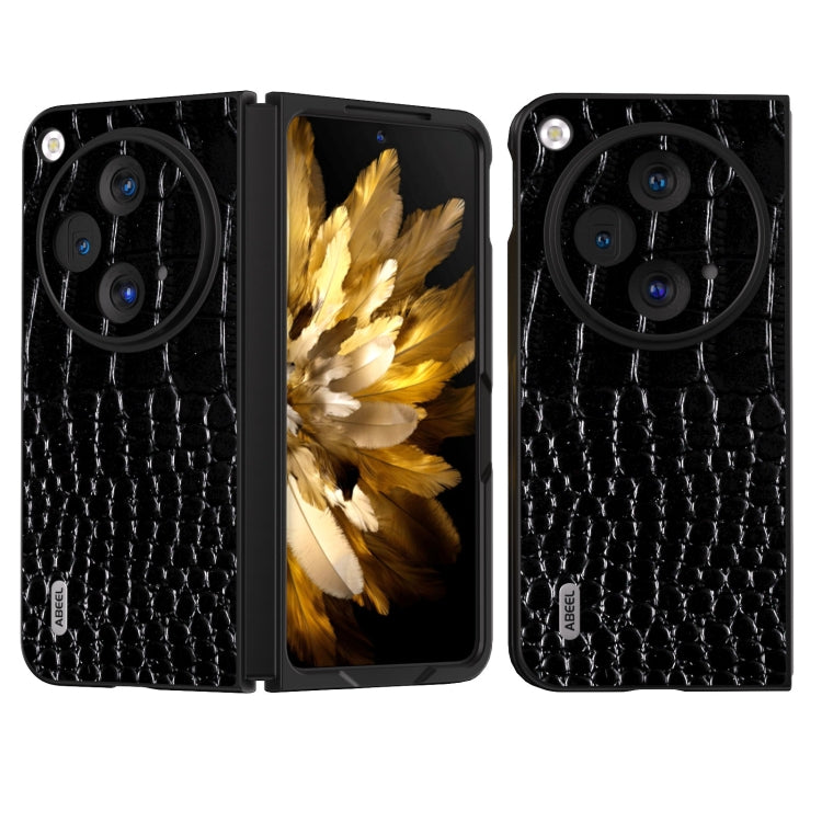 For OPPO Find N3 ABEEL Genuine Leather Crocodile Pattern Black Edge Phone Case(Black) - Find N3 Cases by PMC Jewellery | Online Shopping South Africa | PMC Jewellery | Buy Now Pay Later Mobicred