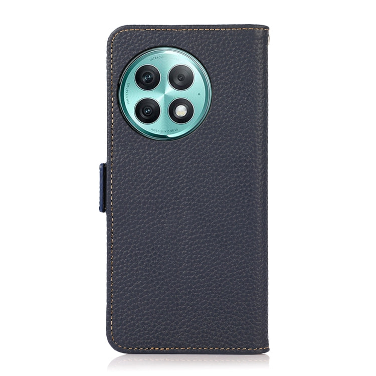 For OnePlus Ace 2 Pro KHAZNEH Side-Magnetic Litchi Genuine Leather RFID Phone Case(Blue) - OnePlus Cases by PMC TechLife | Online Shopping South Africa | PMC TechLife | Buy Now Pay Later Mobicred