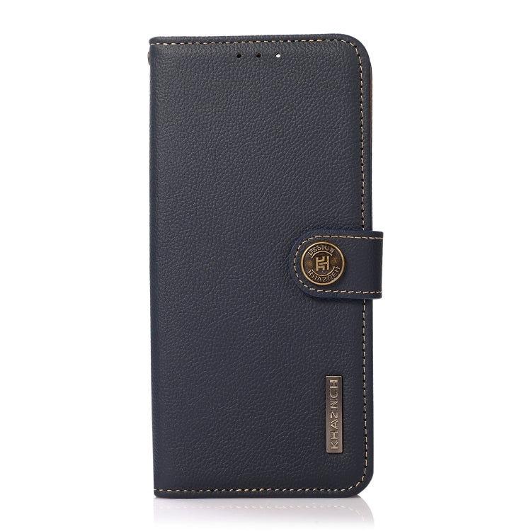 For OnePlus 12R KHAZNEH Custer Genuine Leather RFID Phone Case(Blue) - OnePlus Cases by PMC TechLife | Online Shopping South Africa | PMC TechLife | Buy Now Pay Later Mobicred