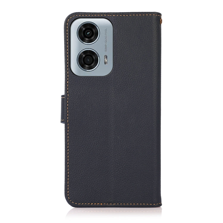 For Motorola Moto G24 KHAZNEH Custer Genuine Leather RFID Phone Case(Blue) - Motorola Cases by PMC TechLife | Online Shopping South Africa | PMC TechLife | Buy Now Pay Later Mobicred