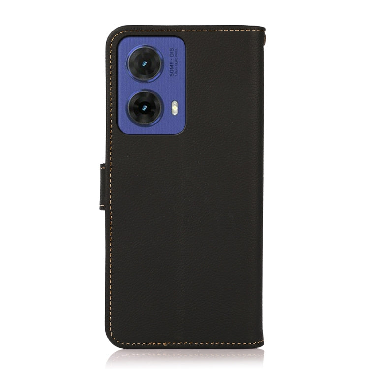 For Motorola Moto G85 KHAZNEH Custer Genuine Leather RFID Phone Case(Black) - Motorola Cases by PMC TechLife | Online Shopping South Africa | PMC TechLife | Buy Now Pay Later Mobicred