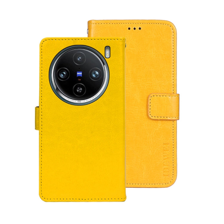 For vivo X100 Pro idewei Crazy Horse Texture Leather Phone Case(Yellow) - free shipping - PMC Jewellery - Order now!