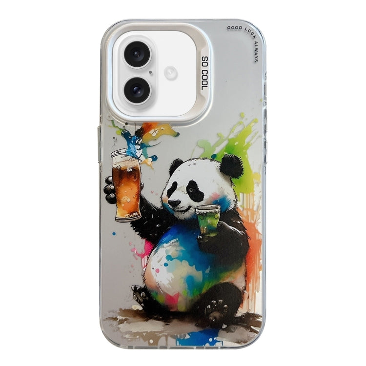 For iPhone 16 Plus Animal Pattern Oil Painting Series PC + TPU Phone Case(Panda) - iPhone 16 Plus Cases by PMC TechLife | Online Shopping South Africa | PMC TechLife | Buy Now Pay Later Mobicred