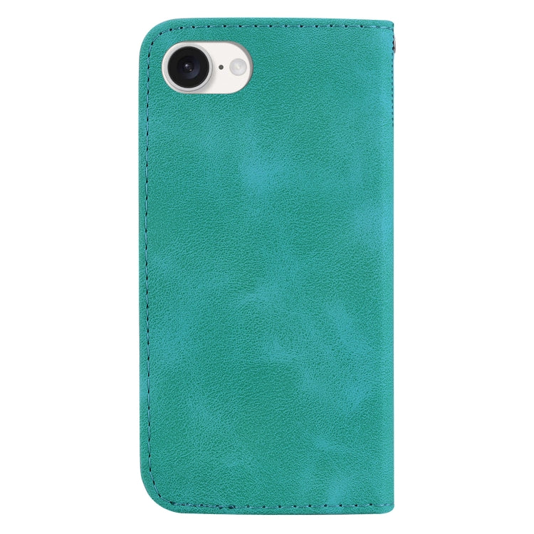 For iPhone SE 2024 Seven-shaped Embossed Leather Phone Case(Green) - More iPhone Cases by PMC Jewellery | Online Shopping South Africa | PMC Jewellery | Buy Now Pay Later Mobicred