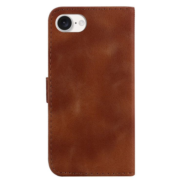For iPhone 16e Seven-shaped Embossed Leather Phone Case(Brown) - iPhone 16e Cases by PMC TechLife | Online Shopping South Africa | PMC TechLife | Buy Now Pay Later Mobicred