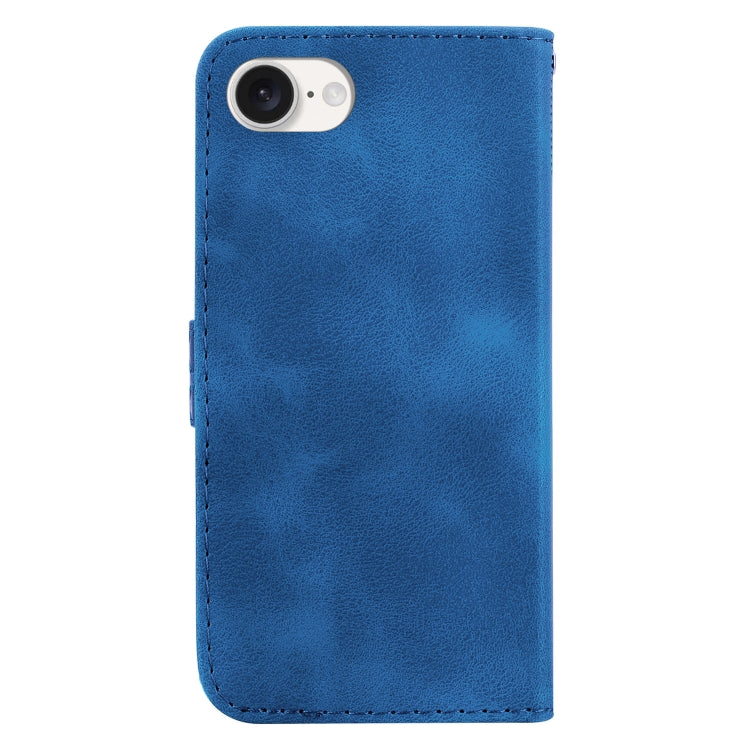 For iPhone 16e Seven-shaped Embossed Leather Phone Case(Blue) - iPhone 16e Cases by PMC TechLife | Online Shopping South Africa | PMC TechLife | Buy Now Pay Later Mobicred