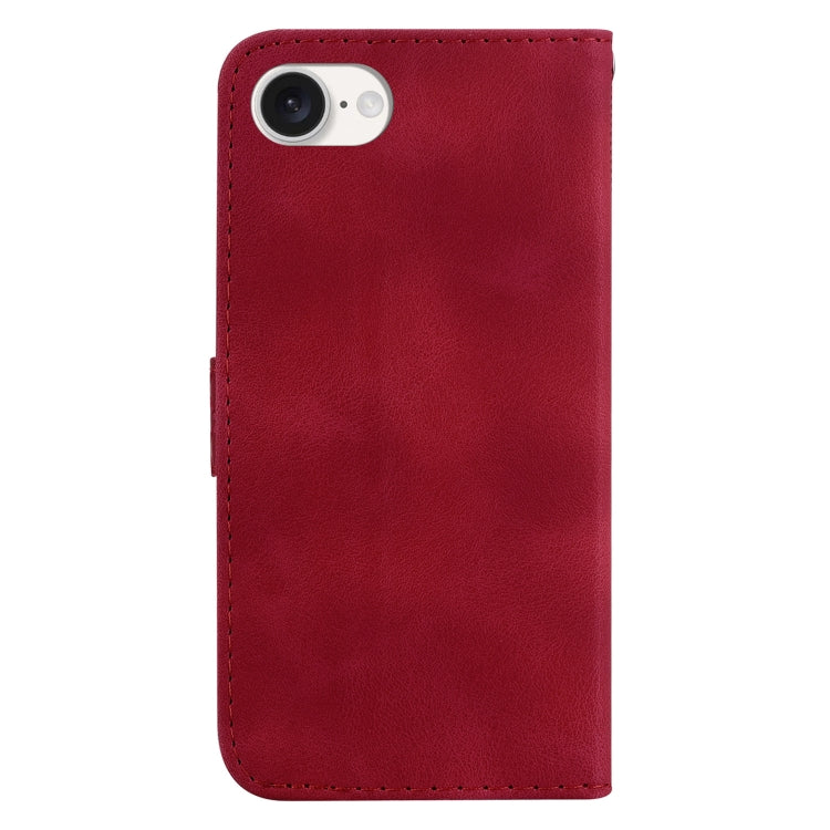 For iPhone SE 2024 Seven-shaped Embossed Leather Phone Case(Red) - More iPhone Cases by PMC Jewellery | Online Shopping South Africa | PMC Jewellery | Buy Now Pay Later Mobicred