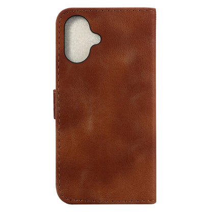 For iPhone 16 Seven-shaped Embossed Leather Phone Case(Brown) - iPhone 16 Cases by PMC Jewellery | Online Shopping South Africa | PMC Jewellery | Buy Now Pay Later Mobicred