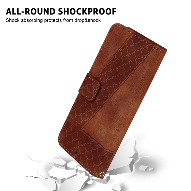 For iPhone 16 Seven-shaped Embossed Leather Phone Case(Brown) - iPhone 16 Cases by PMC Jewellery | Online Shopping South Africa | PMC Jewellery | Buy Now Pay Later Mobicred