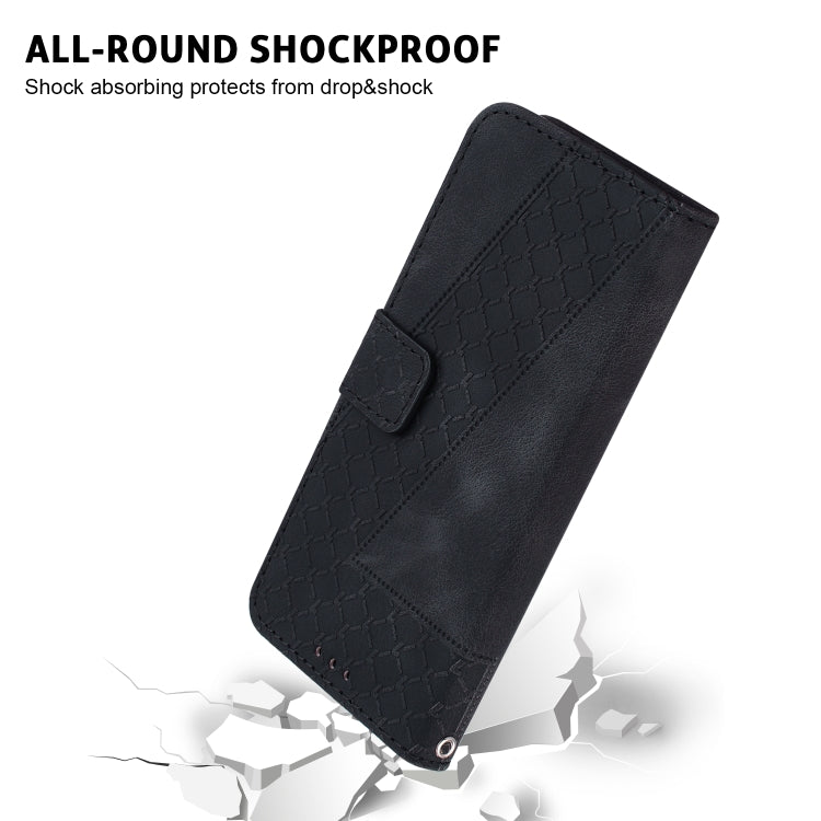 For iPhone 16 Seven-shaped Embossed Leather Phone Case(Black) - iPhone 16 Cases by PMC TechLife | Online Shopping South Africa | PMC TechLife | Buy Now Pay Later Mobicred