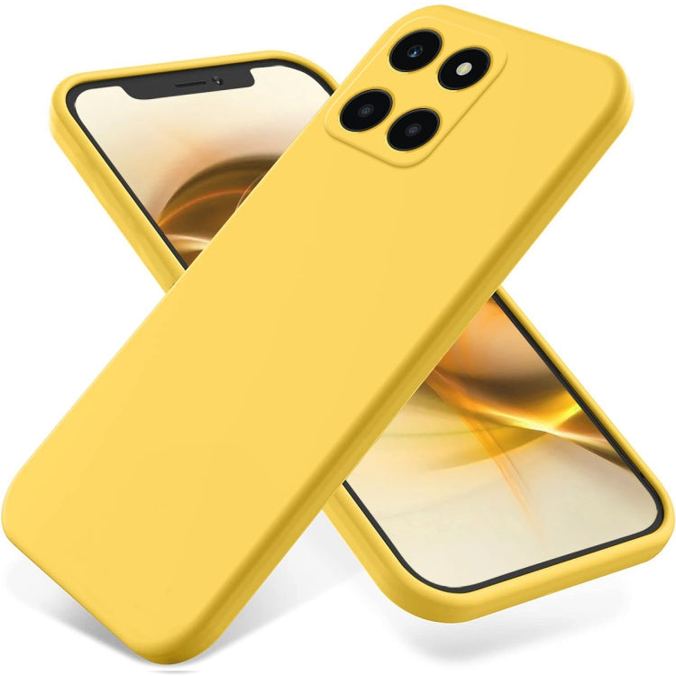 For Honor X6a Pure Color Liquid Silicone Shockproof Phone Case(Yellow) - Honor Cases by PMC Jewellery | Online Shopping South Africa | PMC Jewellery | Buy Now Pay Later Mobicred