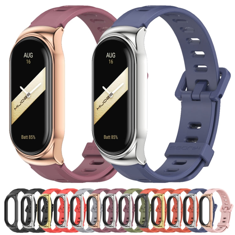 For Xiaomi Mi Band 8 Mijobs CS Case Flat Hole Silicone Watch Band(Orange Black) - free shipping - PMc TechLife - Order now!