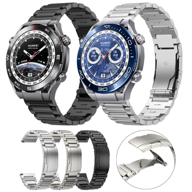 22mm Three Strains Vertical Riser Turtle Buckle Titanium Metal Watch Band(Titanium Gray) - Watch Bands by PMC TechLife | Online Shopping South Africa | PMC TechLife