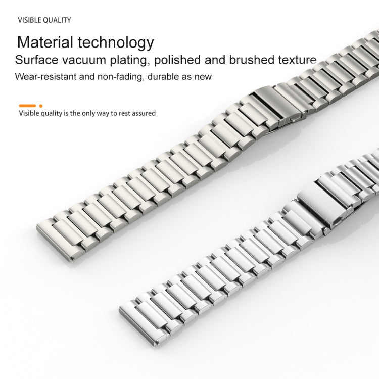 22mm Three Strains Jump Buckle Titanium Metal Watch Band(Black) - Watch Bands by PMC TechLife | Online Shopping South Africa | PMC TechLife