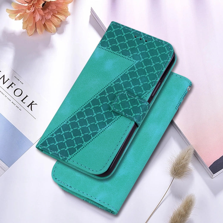 For Google Pixel 9 7-shaped Embossed Leather Phone Case(Green) - Google Cases by PMC Jewellery | Online Shopping South Africa | PMC Jewellery | Buy Now Pay Later Mobicred