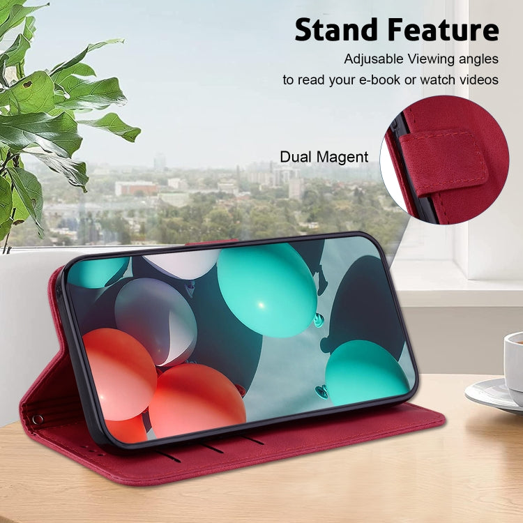 For Google Pixel 9 Seven-shaped Embossed Leather Phone Case(Red) - Google Cases by PMC TechLife | Online Shopping South Africa | PMC TechLife | Buy Now Pay Later Mobicred