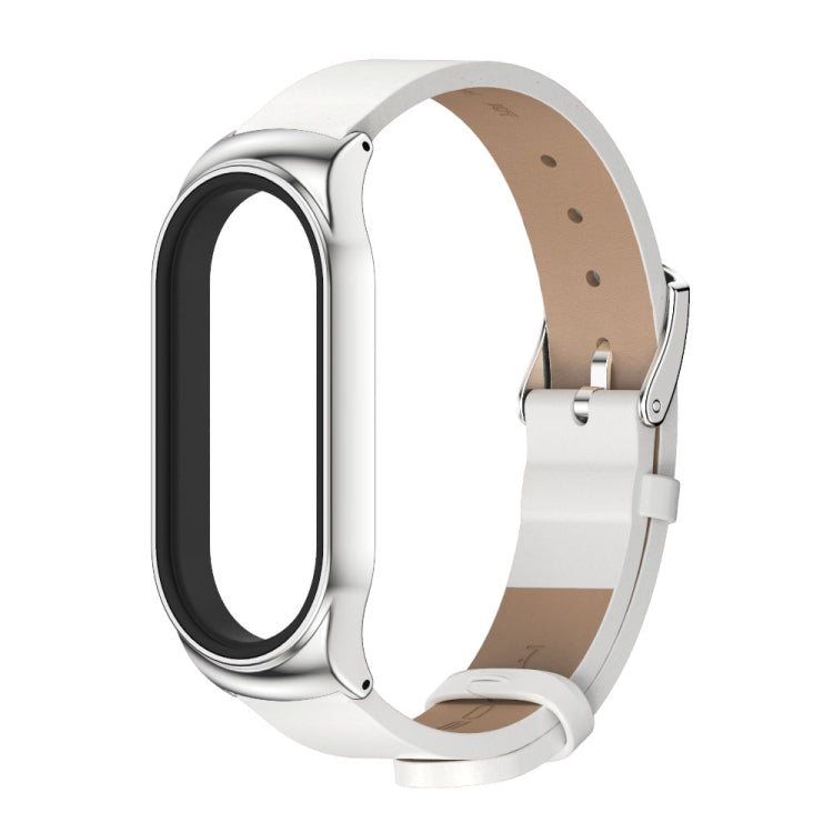 For Xiaomi Mi Band 8 Mijobs CS Case Microfiber PU Leather Watch Band(White Silver) - free shipping - PMc TechLife - Order now!