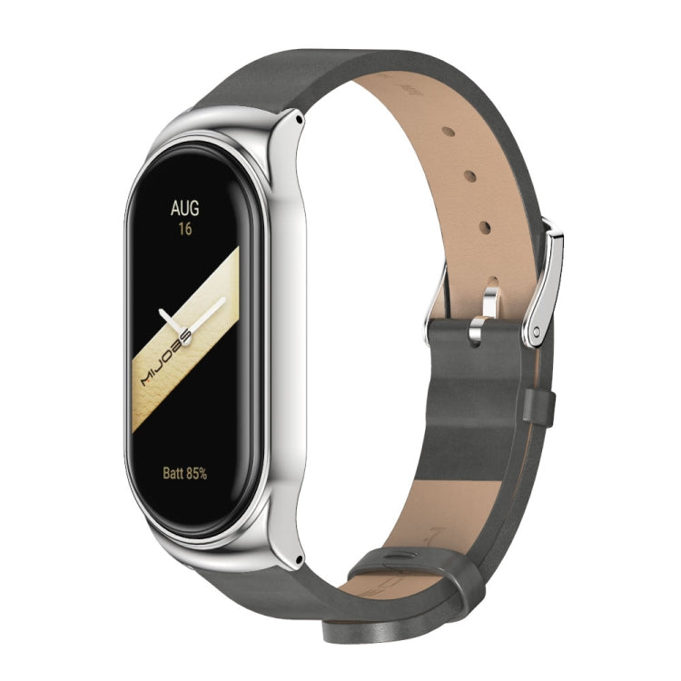 For Xiaomi Mi Band 8 Mijobs CS Case Microfiber PU Leather Watch Band(Grey Silver) - free shipping - PMc TechLife - Order now!
