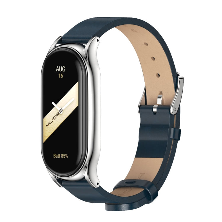 For Xiaomi Mi Band 8 Mijobs Plus Case Microfiber PU Leather Watch Band(Blue Silver) - free shipping - PMc TechLife - Order now!