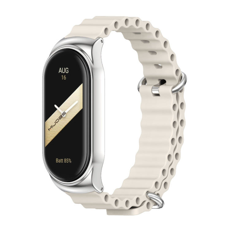 For Xiaomi Mi Band 8 Mijobs CS Case Marine Silicone Breathable Watch Band(Grey Silver) - free shipping - PMc TechLife - Order now!