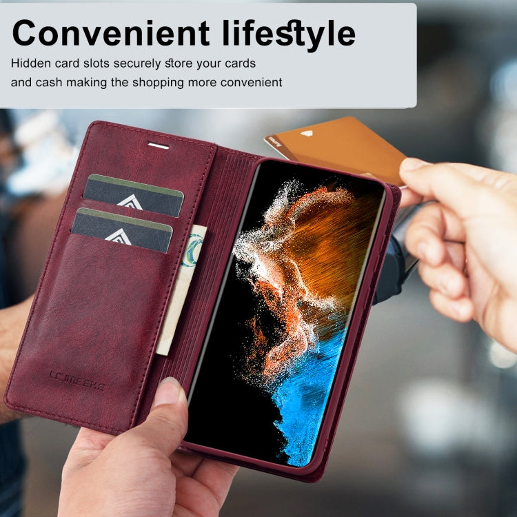 For Samsung Galaxy S24 LC.IMEEKE RFID Anti-theft Leather Phone Case(Red) - free shipping - PMC Jewellery - Order now!