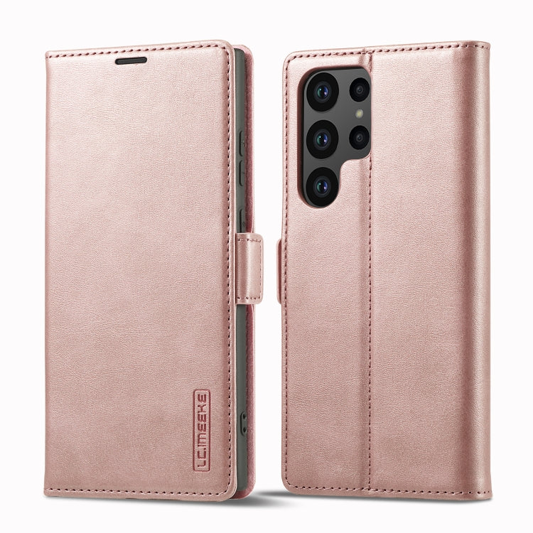 For Samsung Galaxy S24 Ultra 5G LC.IMEEKE Strong Magnetism Microfiber Leather Phone Case(Rose Gold) - Galaxy S24 Ultra 5G Cases by LC.IMEEKE | Online Shopping South Africa | PMC Jewellery | Buy Now Pay Later Mobicred