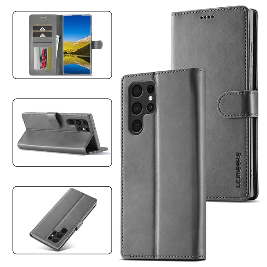 For Samsung Galaxy S24 Ultra 5G LC.IMEEKE Calf Texture Leather Phone Case(Grey) - Galaxy S24 Ultra 5G Cases by LC.IMEEKE | Online Shopping South Africa | PMC Jewellery | Buy Now Pay Later Mobicred