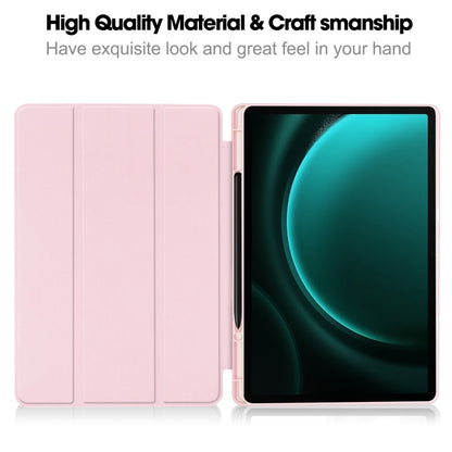 For Samsung Galaxy Tab S9 FE+ / S10+ 3-Fold Pure Color TPU Smart Leather Tablet Case with Pen Slot(Pink) - Galaxy Tab S9 FE+ by PMC Jewellery | Online Shopping South Africa | PMC Jewellery | Buy Now Pay Later Mobicred