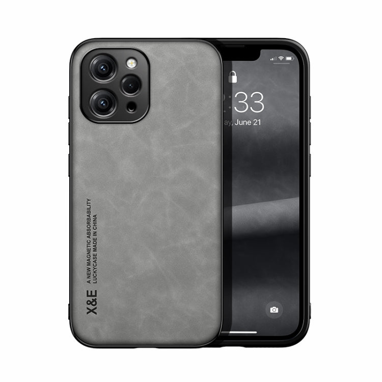 For Xiaomi Redmi 12 4G Skin Feel Magnetic Leather Back Phone Case(Light Grey) - Xiaomi Cases by PMC Jewellery | Online Shopping South Africa | PMC Jewellery | Buy Now Pay Later Mobicred